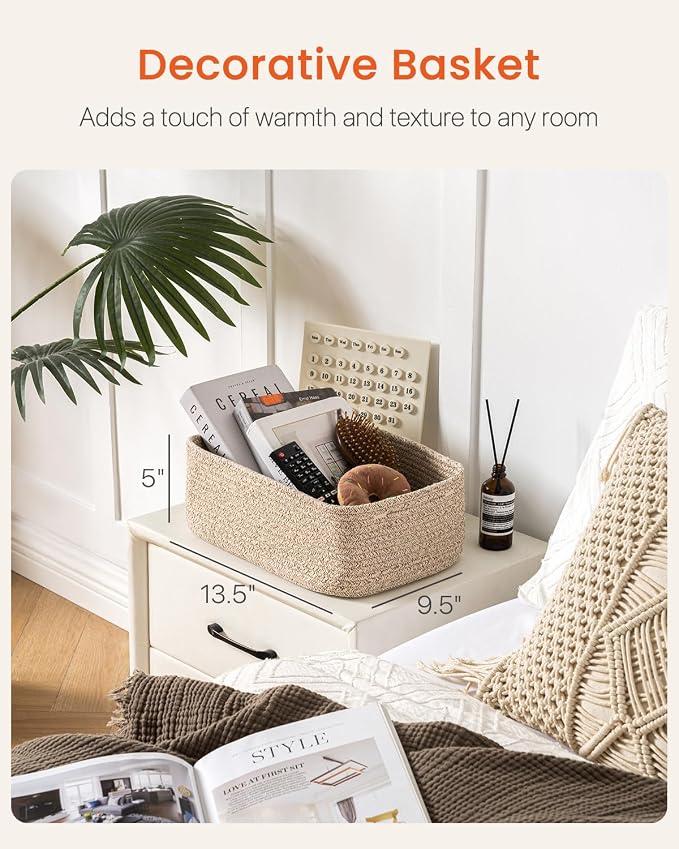 Small Woven Basket, 13.5 x 9.5 x 5 Inches, Storage Basket - Image 2