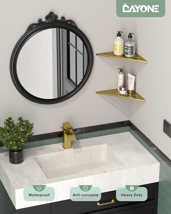 DAYONE Corner Shower Shelf Gold 2 Pack 10", Bathroom Corner Shower Organizer - Image 2