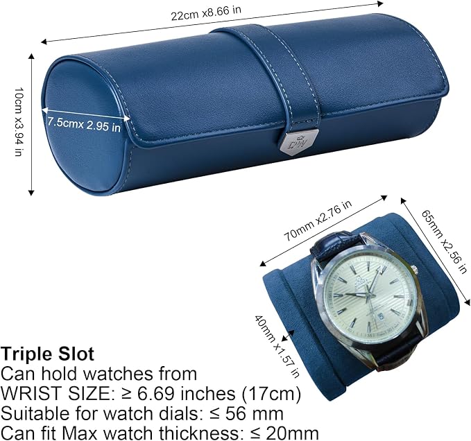 DUKWIN Watch Roll for 3 Watches, Vegan Leather Travel Watch Case Organizer - Image 2