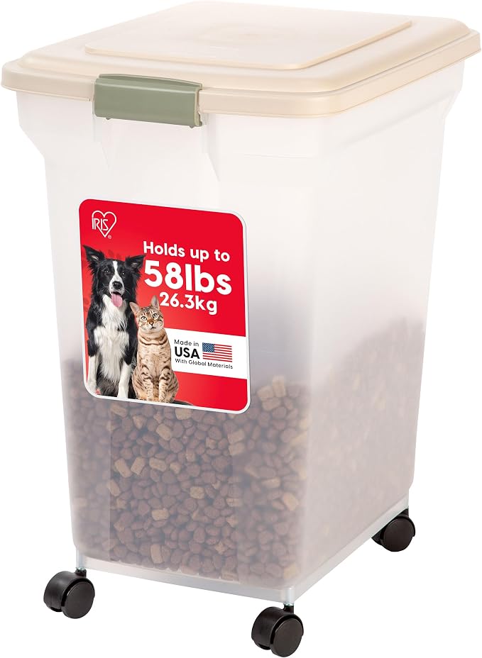 IRIS USA WeatherPro Airtight Dog Food Storage Container, Attachable Wheels by IRISUSA