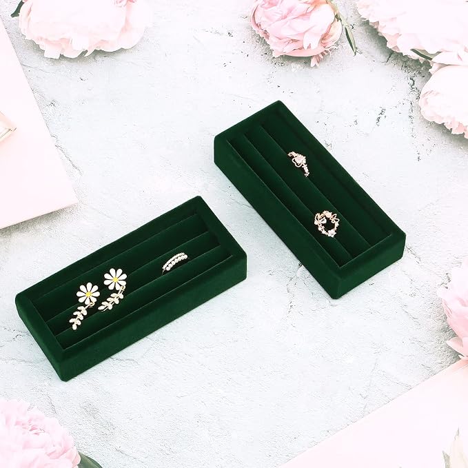 Small Jewelry Tray-Ring Organizer 2PCS Premium Velvet Rings Earrings Display - Image 6