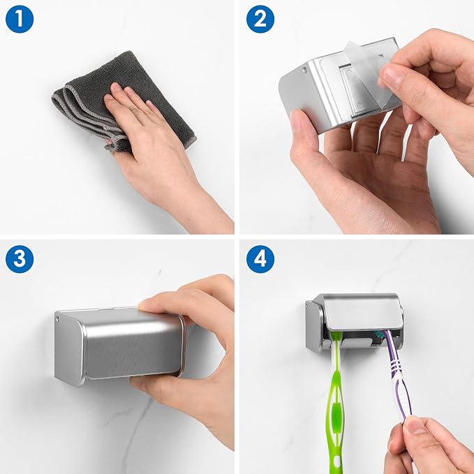 2 PCS Toothbrush Holder Wall Mounted - Image 5