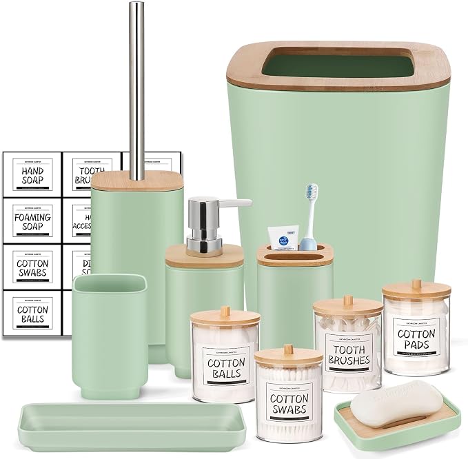 IMAVO Bathroom Accessories Set, 11 Pieces Bathroom Accessory Set, Trash Can by IMAVO