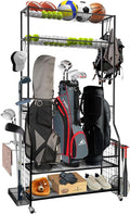 Golf Bag Storage Garage Organizer, 3 Golf Bags Organizer and Golfing Equipment by SmarketBuy