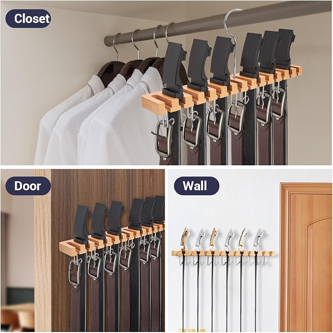 Belt Hanger Organizer for Closet: Ohuhu 2 in 1 Wall Mount Hanger 14 Slots+13 - Image 5