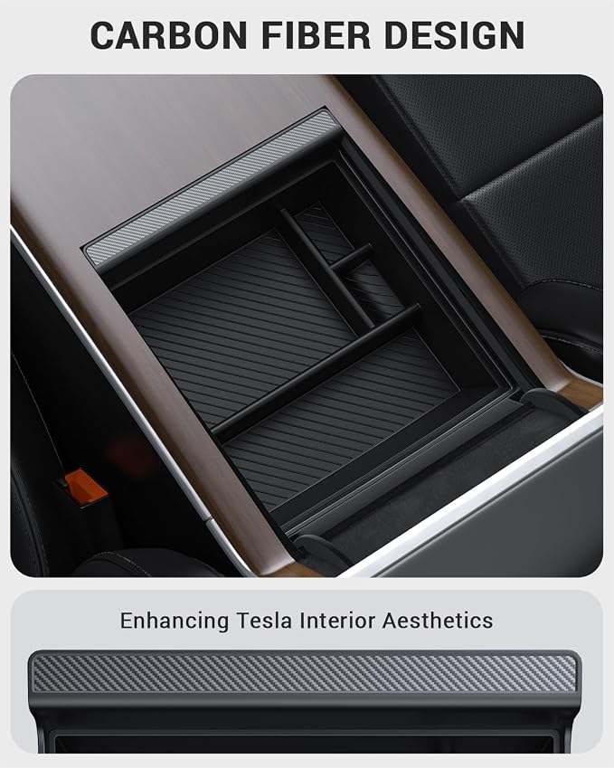 BASENOR 2026-2022 Tesla Model S Model X Center Console Organizer Tray, Armrest - Image 5