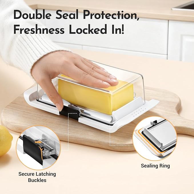 Butter Dish with Lid, IKOCO Large Butter Dish with Knife - Image 5