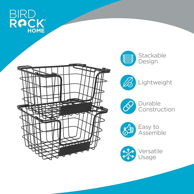 BIRDROCK HOME Stacking Wire Market Baskets - Image 4
