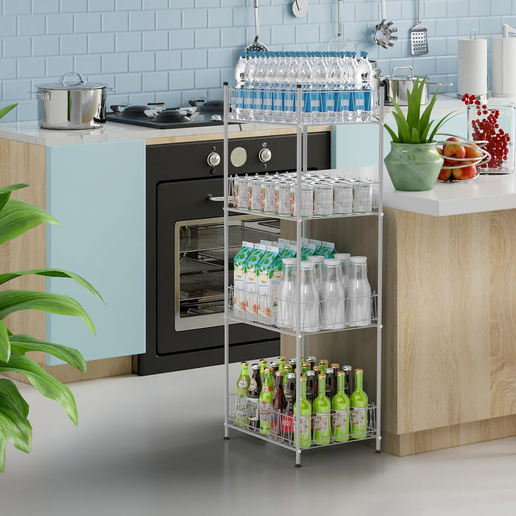 smusei 4 Tier Water Bottle Storage Rack Metal Water Bottle Organizer