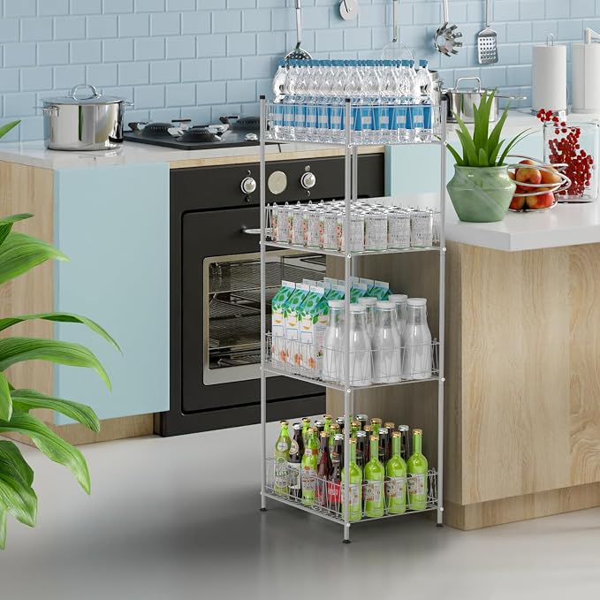 smusei 4 Tier Water Bottle Storage Rack Metal Water Bottle Organizer - Image 2
