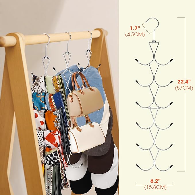 Scarf Hanger 12 Storages, Scarf Organizer - Image 7