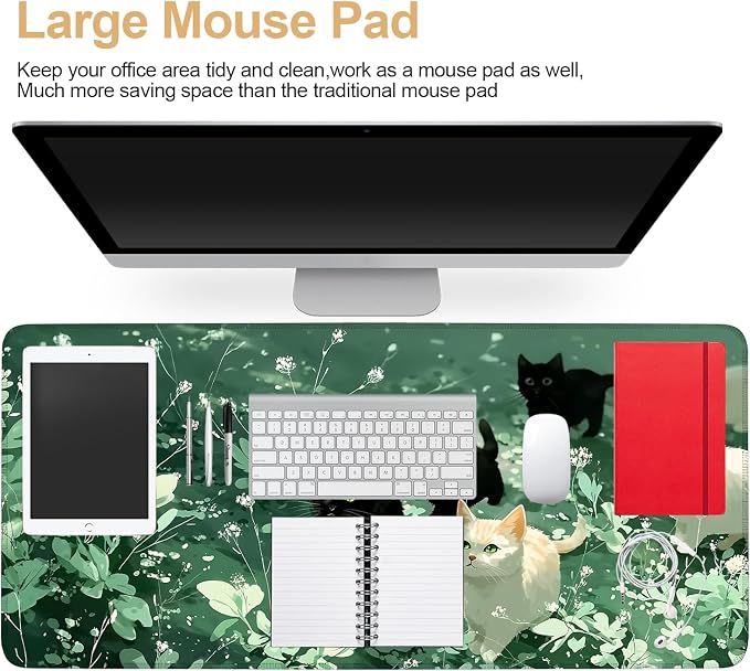 Large Mouse Pad, Cute Cat Gaming Mouse Pad Desk Mat, Non-Slip Base Extended - Image 3