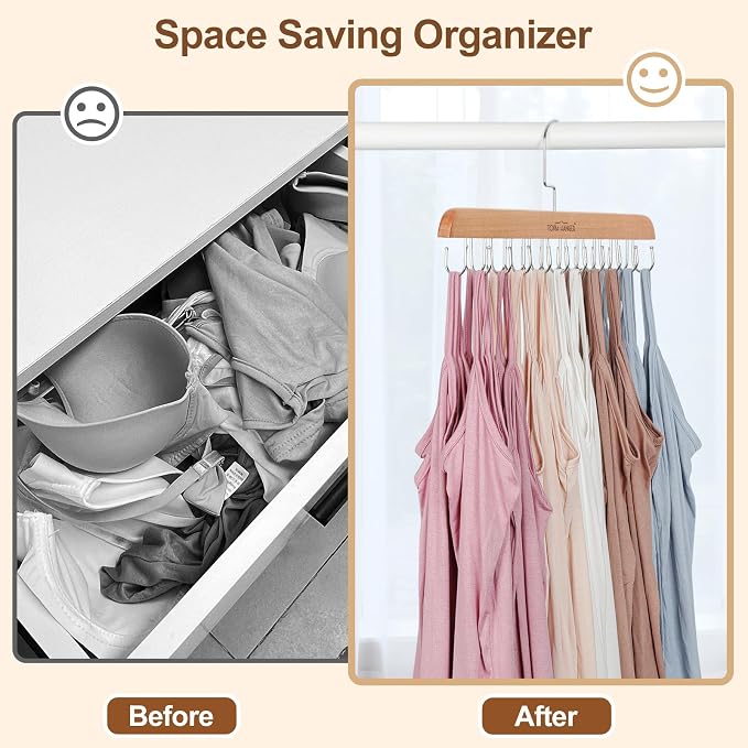 TOPIA HANGER Bra Hanger for Closet, Tank Top Hangers 20 Hooks Capacity Foldable - Image 3