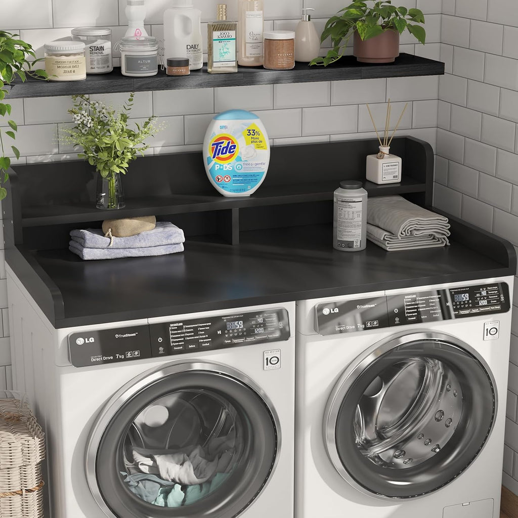2-Tier Washer Dryer Countertop with 2.75" H Edge Rails, 58" W x 28" D