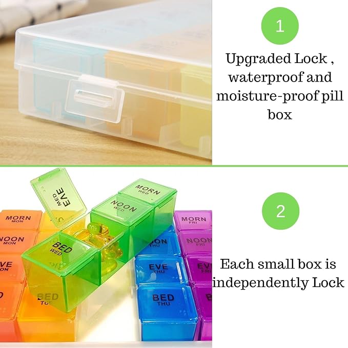 Pill Organizer 4 Times a Day, Premium Weekly Pill Case Medicine Organizer Box 7 - Image 5