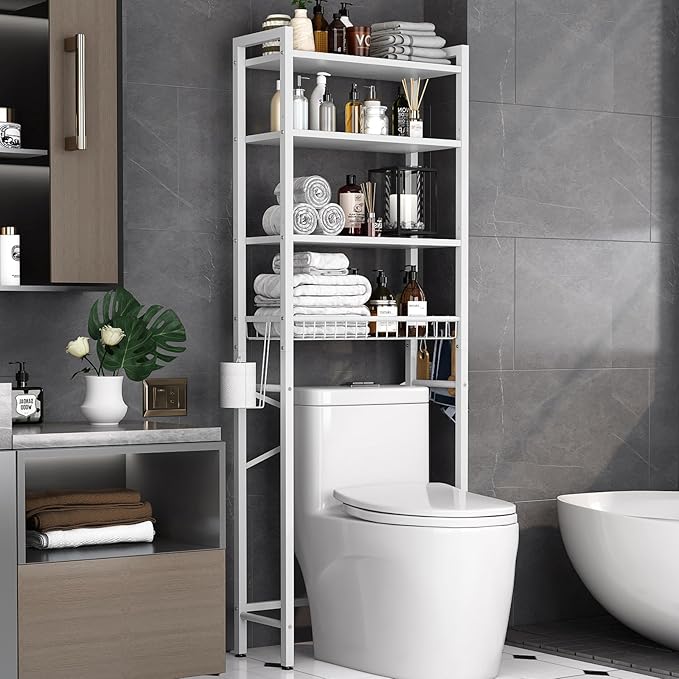 Over-The-Toilet Storage Rack, 4-Tier Bathroom Organizer Shelf Over Toilet by Kalrin