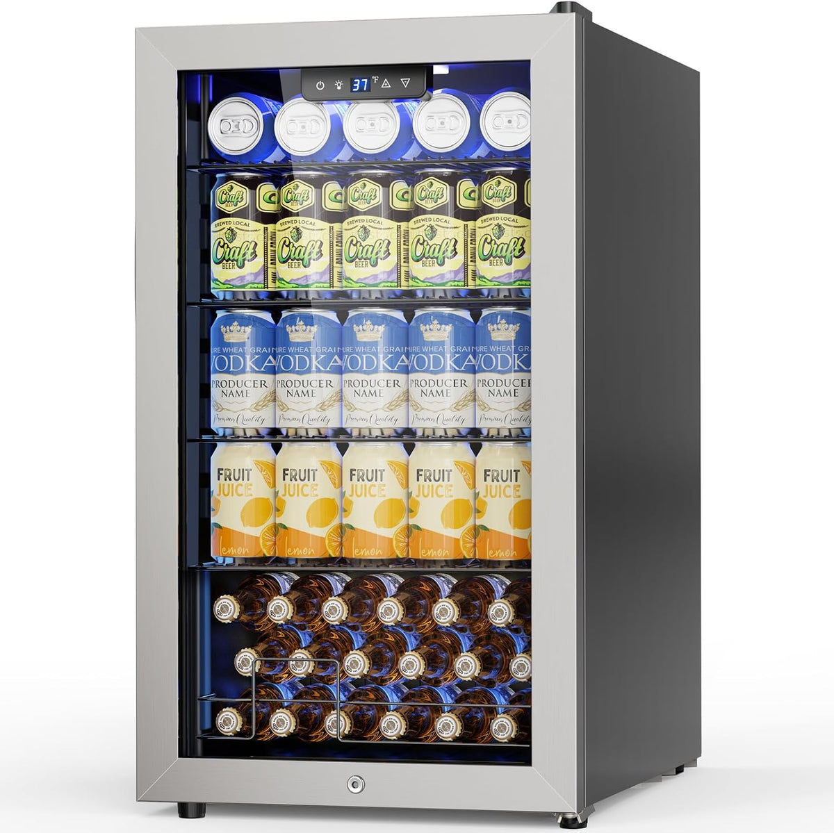 Mini Beverage Refrigerator 3.2 Cu. Ft Small Fridge 126 Can Lockable