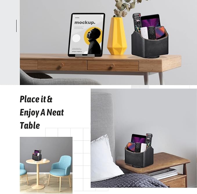 Remote Control Holder, Spinning Desk Organizer, Nightstand Bedside Caddy - Image 7