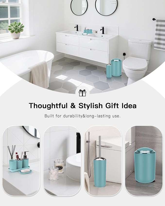 IMAVO Bathroom Accessories Set, 9 Pieces Bathroom Accessory Set, Qtip Holders - Image 3