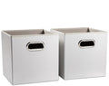 PRANDOM Leather Foldable Cube Storage Bins 11x11 inch Fabric Storage Baskets by Prandom