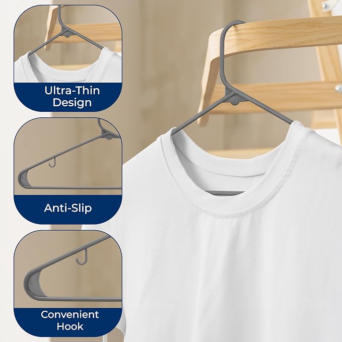 SereneLife 30 Pack Plastic Hangers, Space-Saving Closet Organizers, Durable and - Image 5
