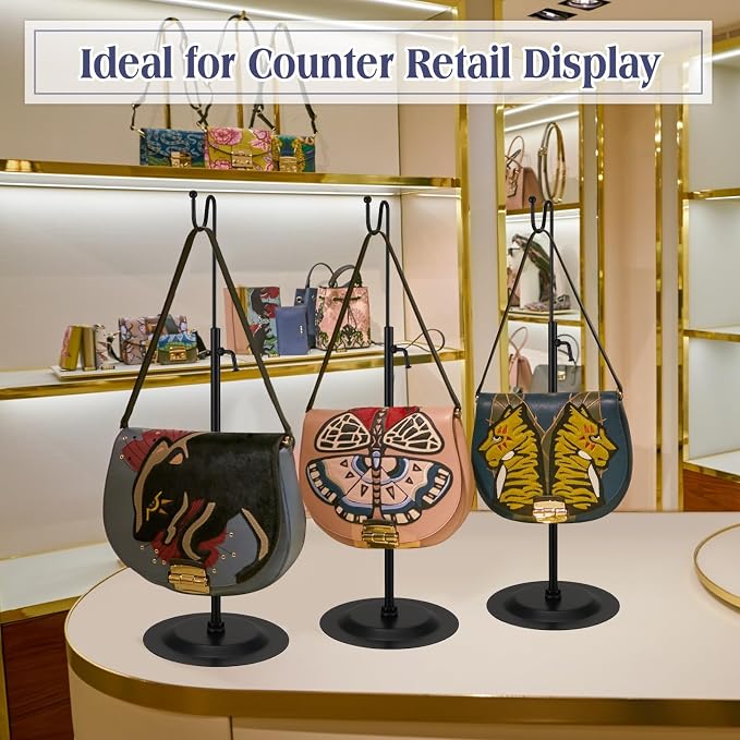 Therwen 6 Pcs Bag Display Stands Purse Display Stand Adjustable Height Handbag - Image 6