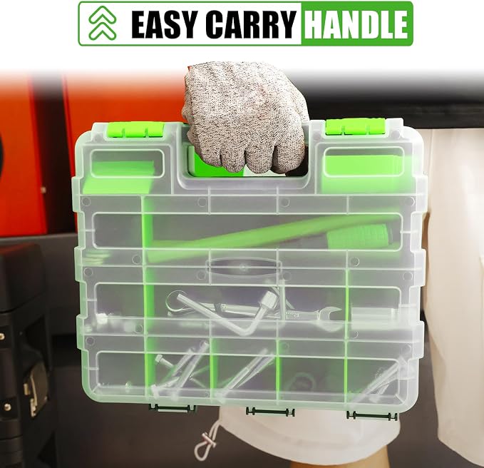 Generic Tool Box with Transparent Lid, Double Side 34-Compartments Organizer - Image 7