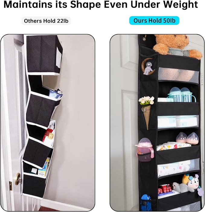 WishJazz Over the Door Organizer, 6 Shelf Hanging Organizer, Anti Tilt 50lbs - Image 2