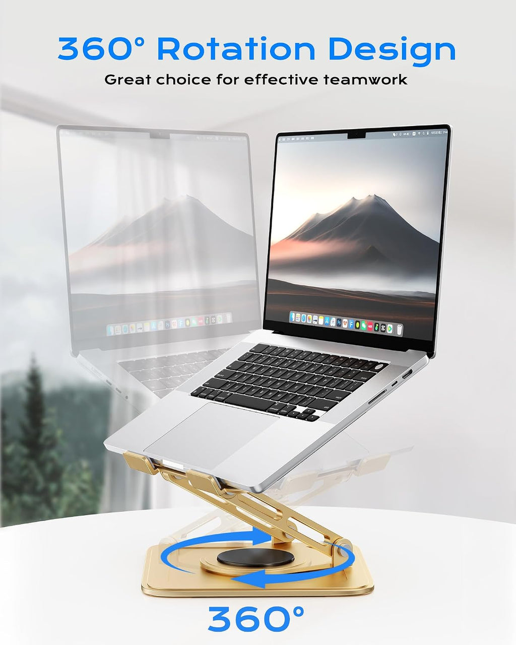 Adjustable Laptop Stand, Computer Stand with 360 Rotating Base
