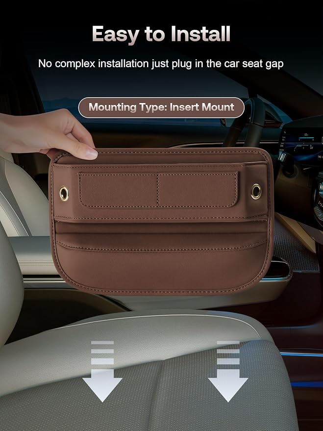 Premium Leather Car Seat Gap Filler Organizer, Universal Fit Accessories - Image 7