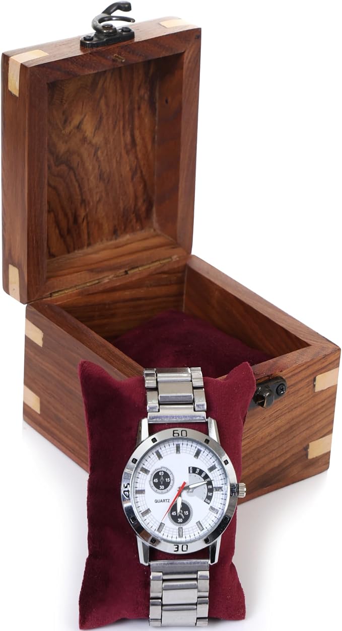 Wooden Watch Box for Men & Women, Luxury Watch Organizer & Display Case by BRAINMART