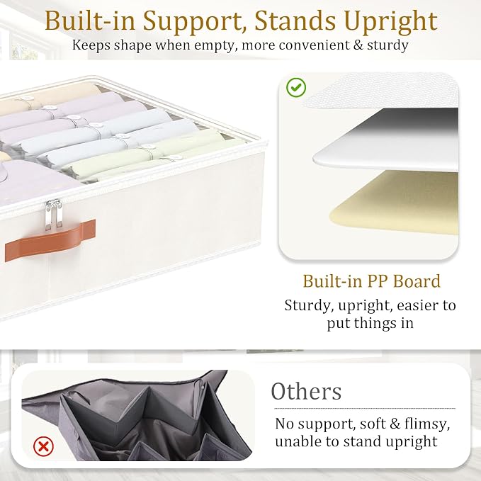 Yawinhe Under Bed Storage, 4 Pack Closet Organizers, Collapsible Container Bags - Image 6