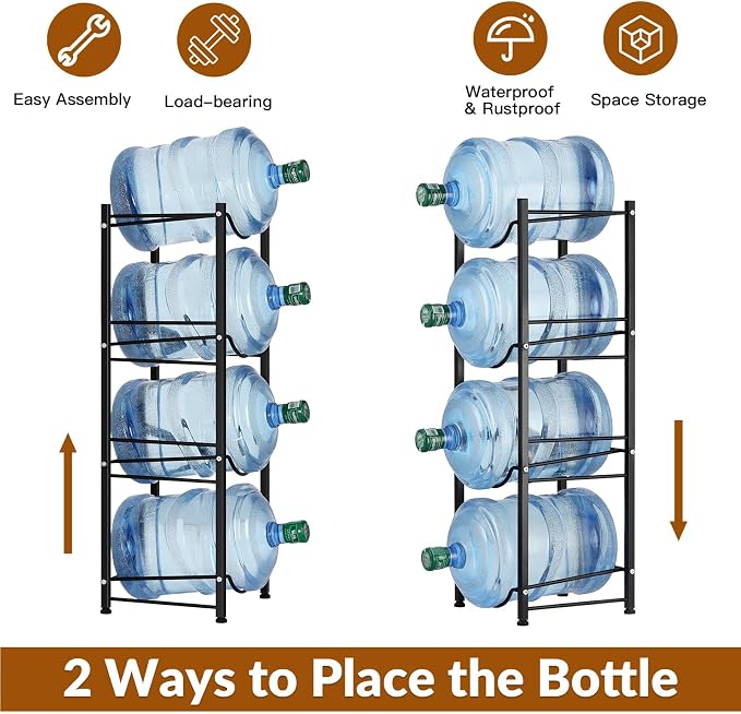 smusei 5 Gallon Water Bottle Holder 4 Tier Water Cooler Jug Stand Storage - Image 5