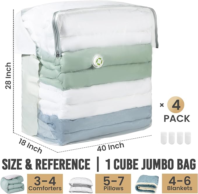 TAILI Vacuum Storage Bags 4 Pack, Extra Large Cube, Supe Jumbo Vacuum Seal Bags - Image 2