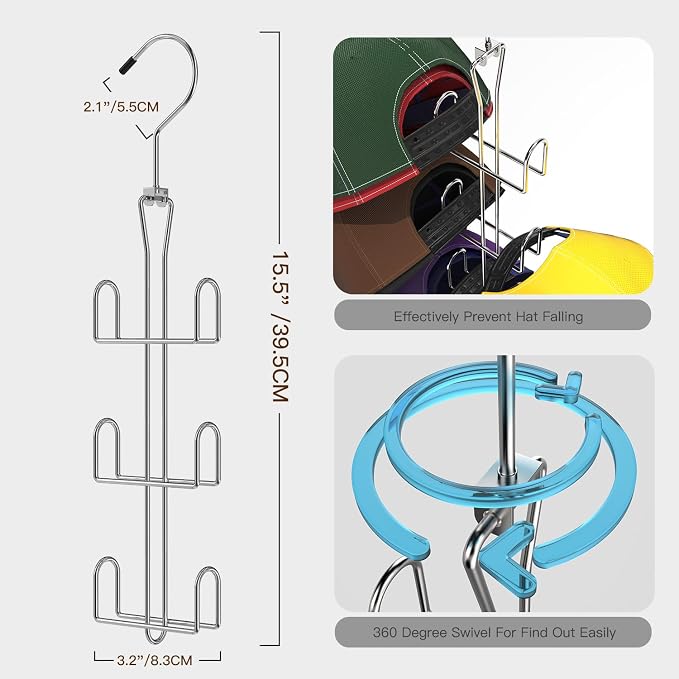 Hat Hanger 2pcs Metal Hat Storage - Image 7