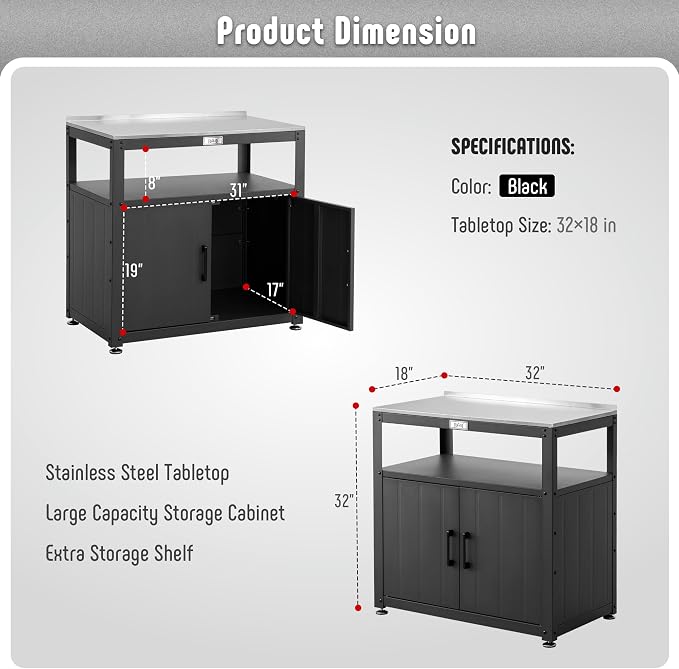 Garden Potting Bench with Storage Cabinet, Outdoor Gardening Table & Work Bench - Image 3