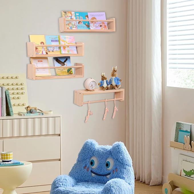 Set of 4 Wall-Mounted Kids Bookshelf - Image 2
