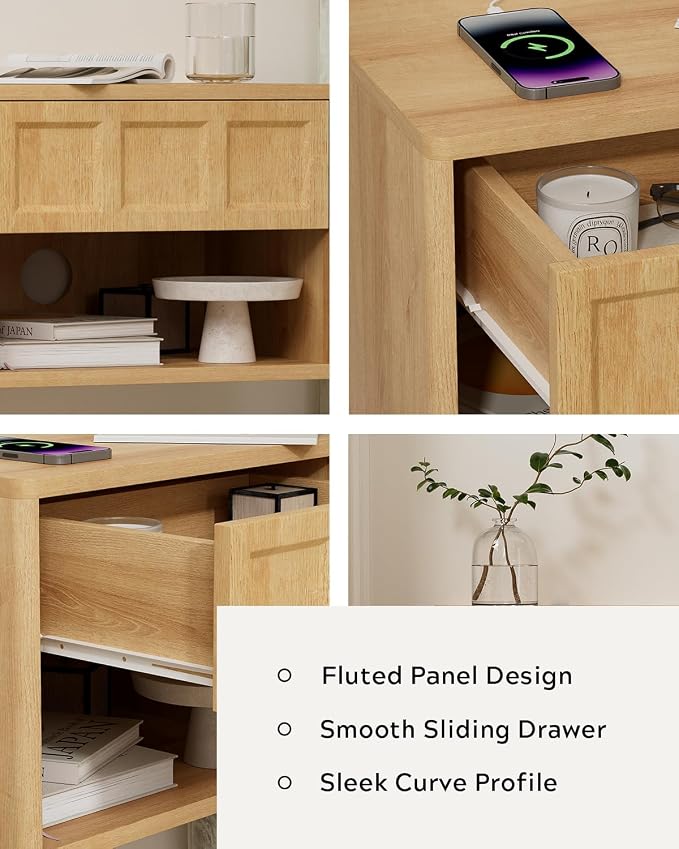 Farmhouse Floating nightstands Set of 2, Small Wall Mounted Storage Cabinet - Image 4