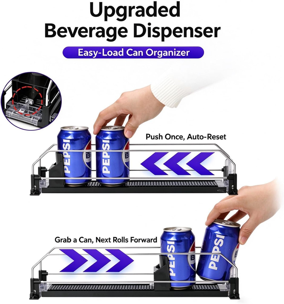 Drink Organizer for Fridge,12oz 16oz 20oz - Soda Can Dispenser for
