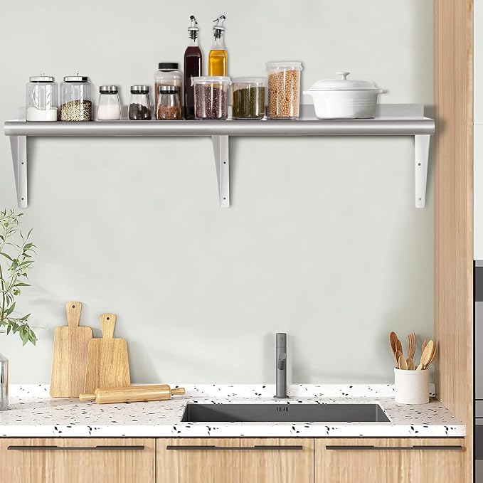 HARDURA Stainless Steel Shelf 14" x 72", 352lb Commercial Shelves Wall Mount - Image 4
