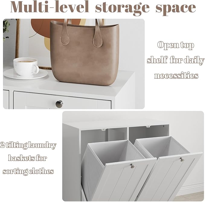 Double Tilt Out Laundry Hamper Cabinet - Image 3