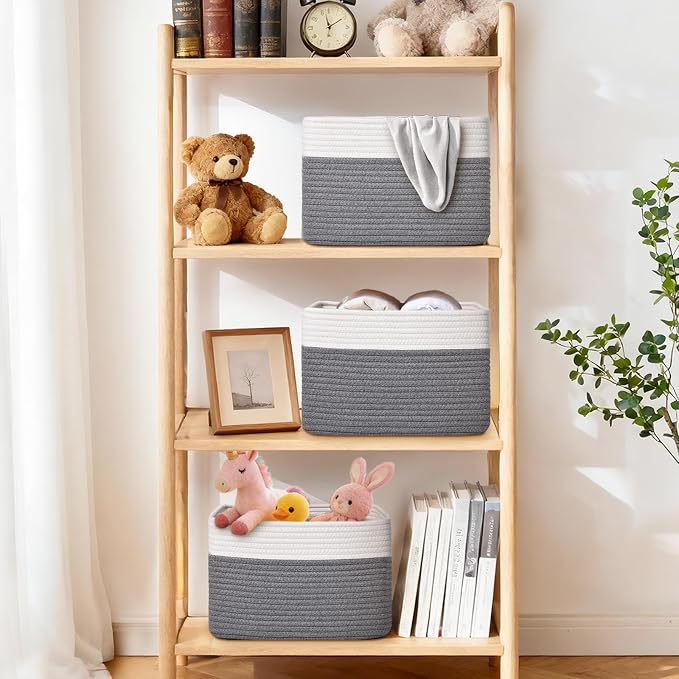 Storage Baskets for Organizing, 4 Pack Storage Baskets for Shelves, Woven - Image 2