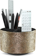 lizimandu Round Leather Art Supply Organizer, Remote Control Holder, 360 Degree by LIZIMANDU