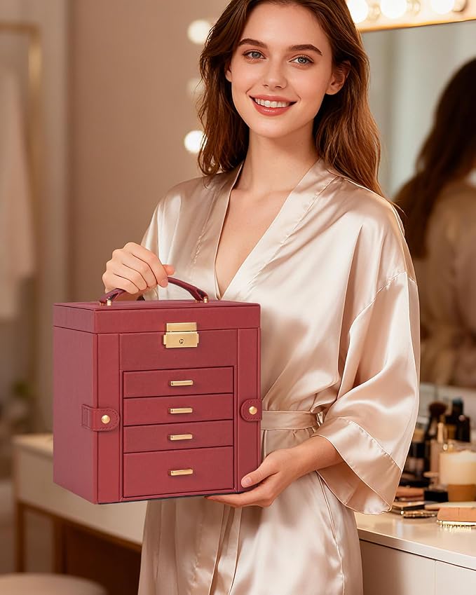 TORIBIO Jewelry Box for Women, Leather Jewelry Organizer - Image 8