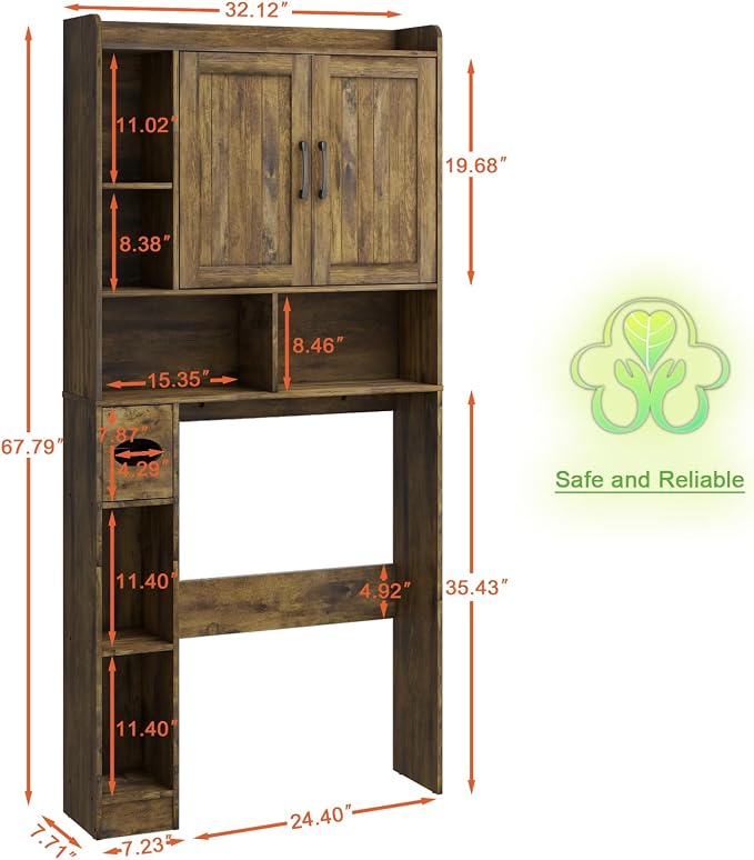 Vabches Over The Toilet Storage Cabinet, Farmhouse Storage Cabinet Over Toilet - Image 2