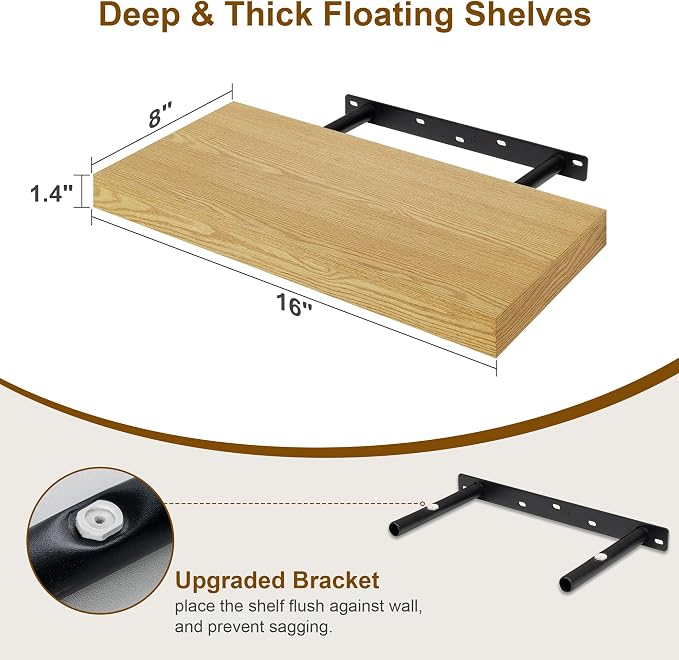 Fun Memories Floating Shelves for Wall, 8 Inch Deep Floating Wall Shelf - Image 3