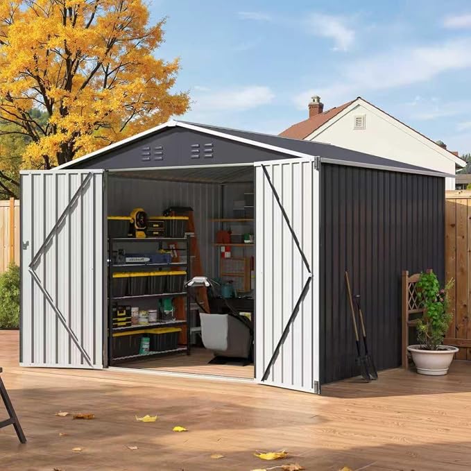 8x8 FT Outdoor Storage Shed, Garden Shed by AirWire