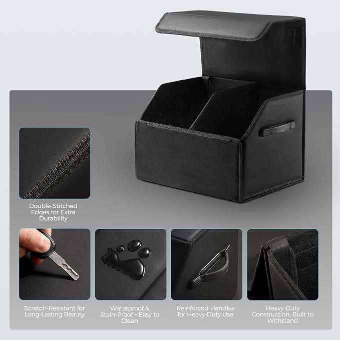 Car Organizers for Trunk for Suv Sedan, Leather Storage Box, Magnetic Lid - Image 5