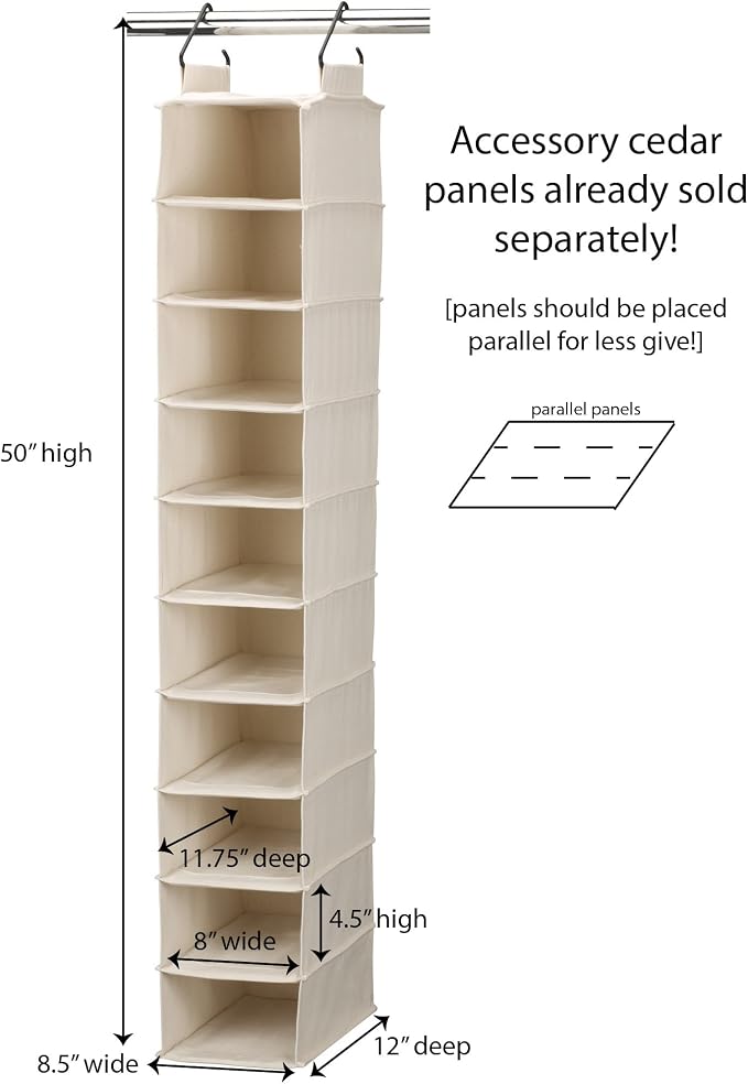 Household Essentials Hanging Shoe Organizer, 10 Wide Cubbies - Image 3