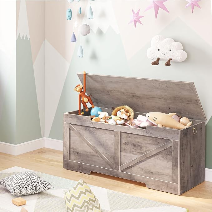 HOOBRO Storage Bench, 43.3” Retro Wooden Storage Chest - Image 2